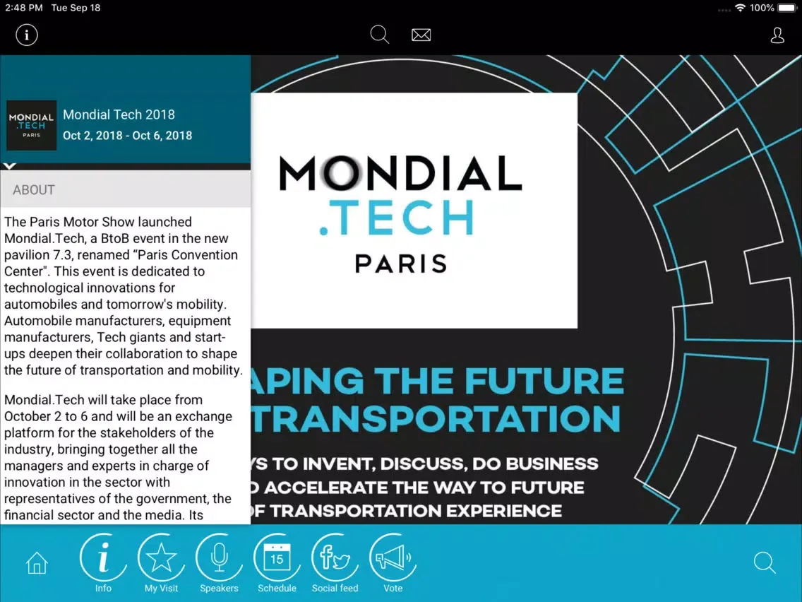 Mondial.Tech, October 2-6th iPad  Screenshots