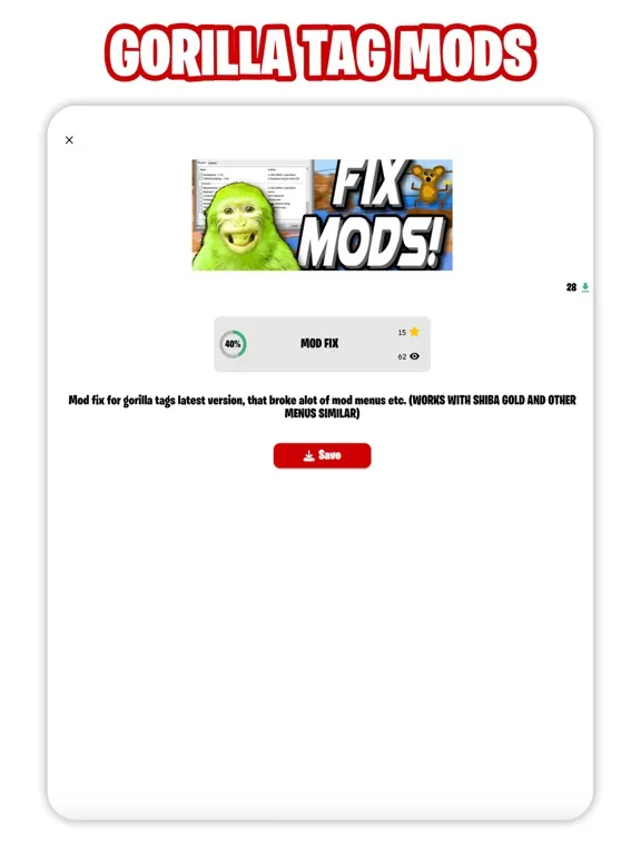 Capturas de pantalla de Mods Saver for Gorilla Tag iPad 