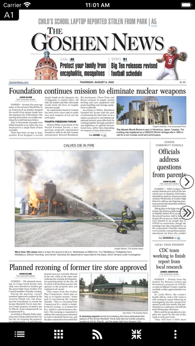 Captures d'écran de Goshen News