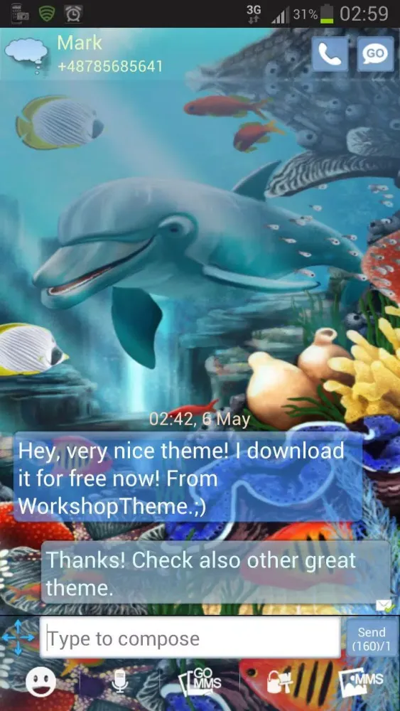 Sea Fish Theme GO SMS Pro应用截图