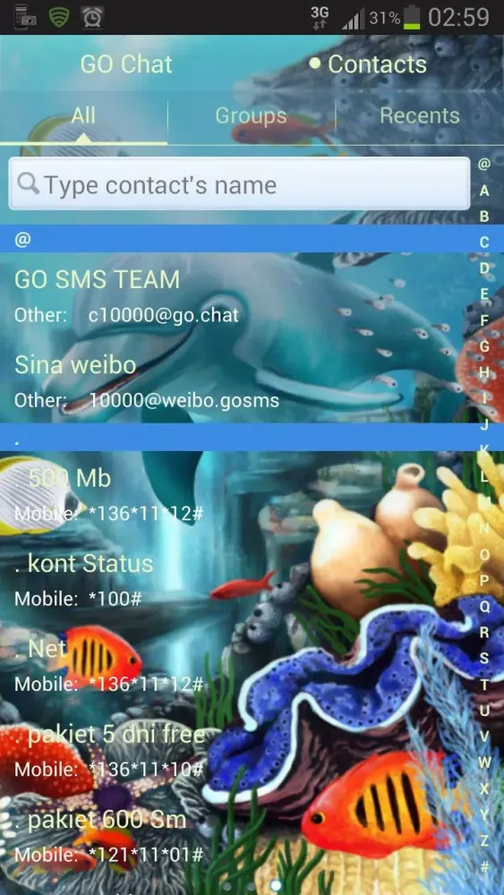 Sea Fish Theme GO SMS Pro应用截图