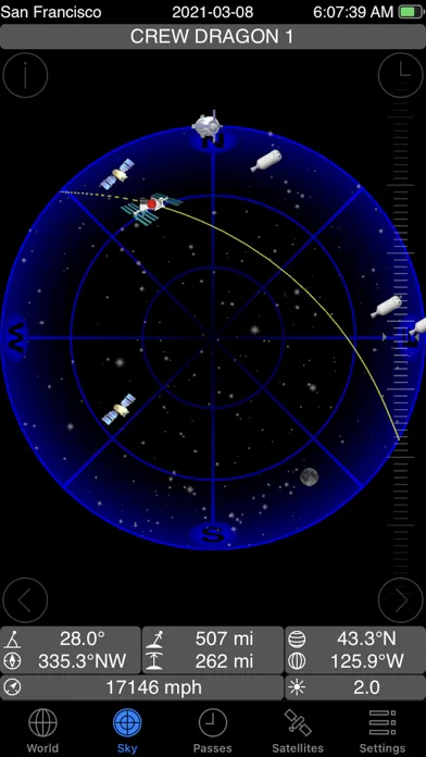 ภาพหน้าจอของ GoSatWatch Satellite Tracking