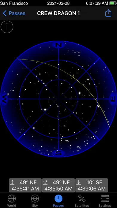 ภาพหน้าจอของ GoSatWatch Satellite Tracking