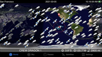 ภาพหน้าจอของ GoSatWatch Satellite Tracking