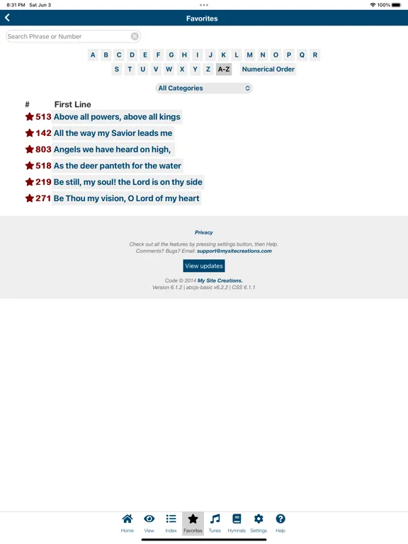 Favorite Hymns/Hymnals Premium iPad  Screenshots