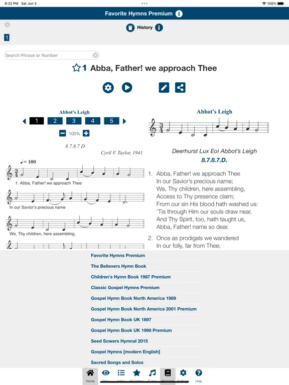Favorite Hymns/Hymnals Premium iPad  Screenshots