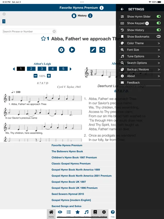 Favorite Hymns/Hymnals Premium iPad  Screenshots