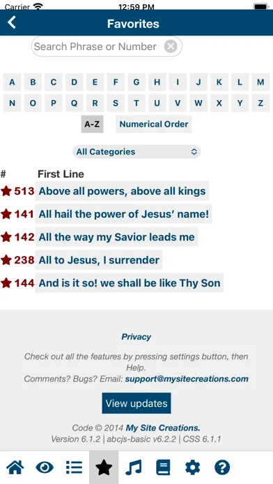 Favorite Hymns/Hymnals Premium Screenshots