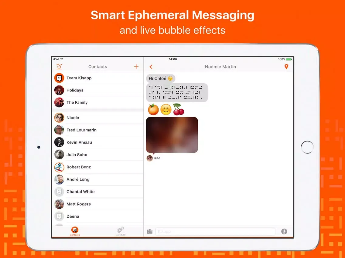 Kisapp - Smart Ephemeral and Encrypted Messenger iPad  स्क्रीनशॉट