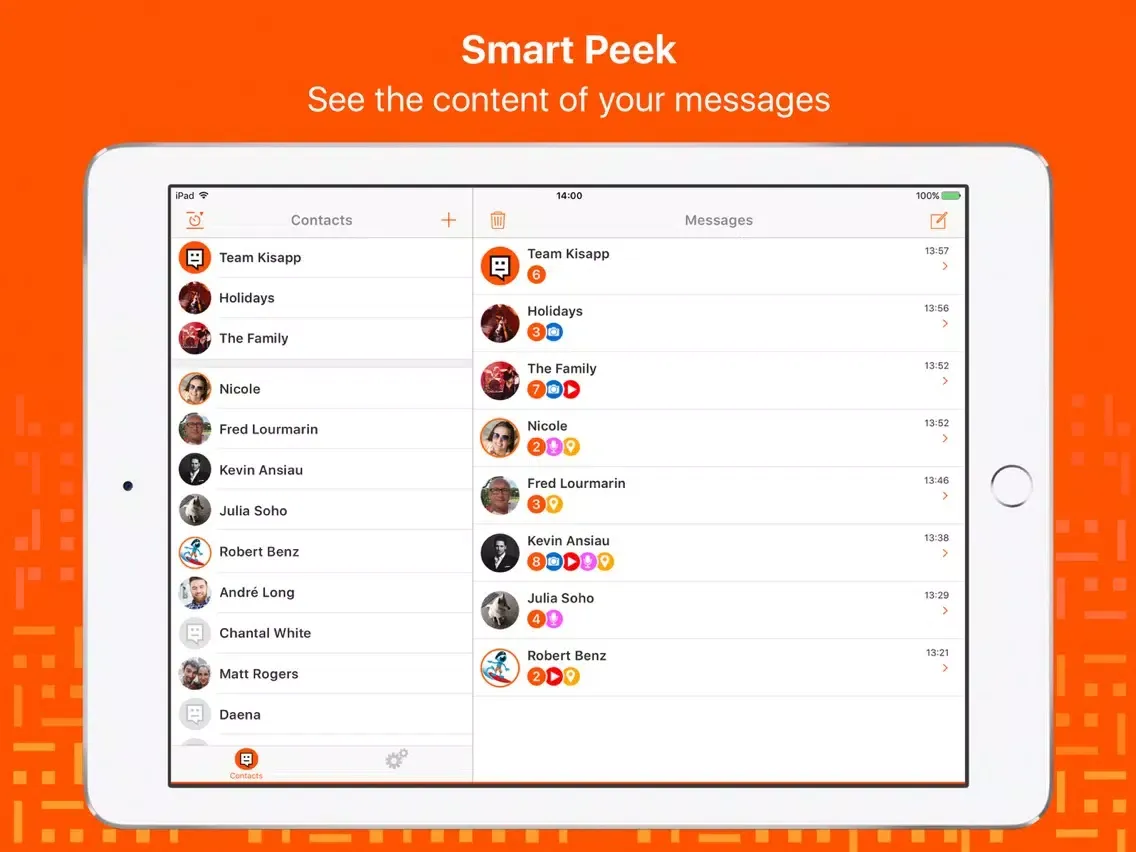 Kisapp - Smart Ephemeral and Encrypted Messenger iPad  स्क्रीनशॉट