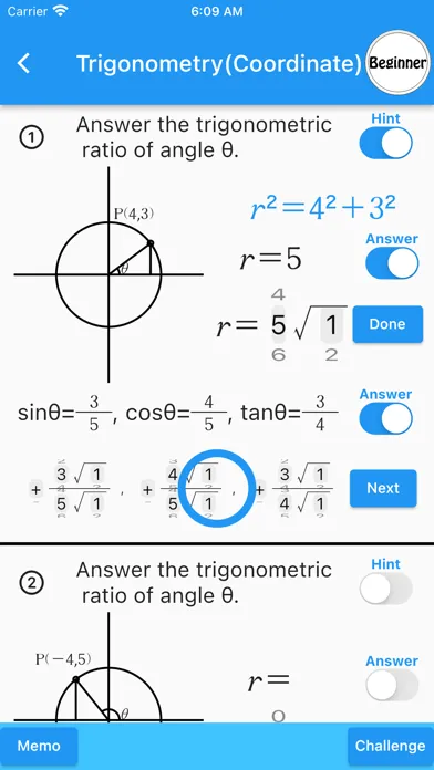 Trigonometry(Math Drills) Ekran Görüntüleri