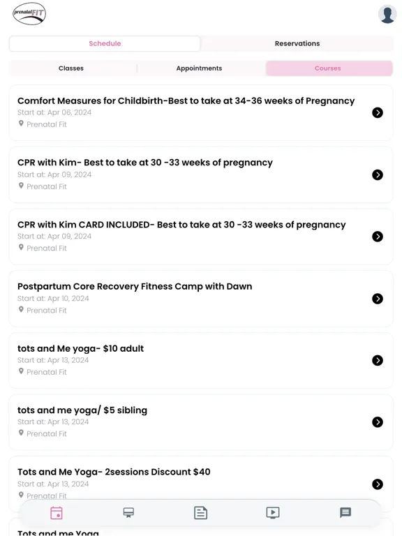 Prenatal Fitness Studio iPad  Screenshots