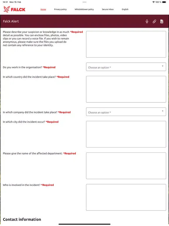 Falck One Compliance iPad  Screenshots