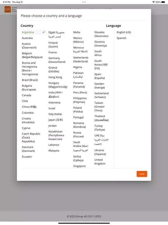 Capturas de tela do Whistleblowing@GfK App iPad 