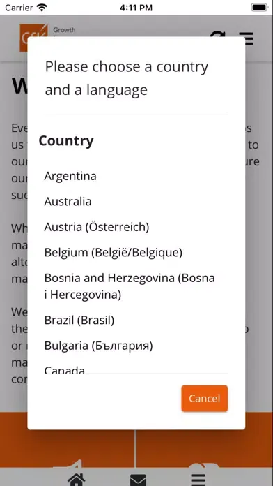 Capturas de tela do Whistleblowing@GfK App