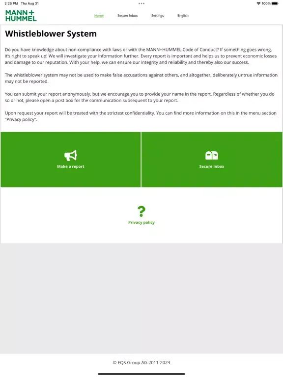 Screenshot di SpeakUp@MANN&HUMMEL iPad 