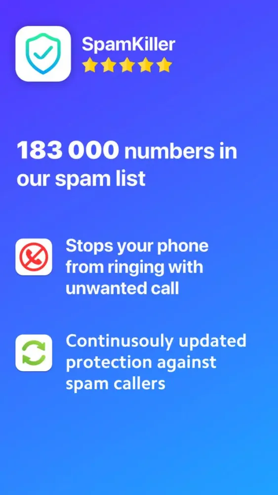 Capturas de tela do SpamKiller: Block Spam Calls