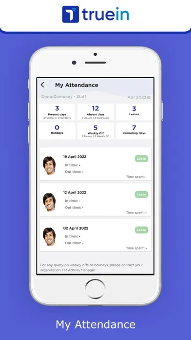 Captures d'écran de Truein User: Time & Attendance