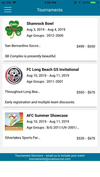 Tangkapan skrin CSL Coast Soccer League