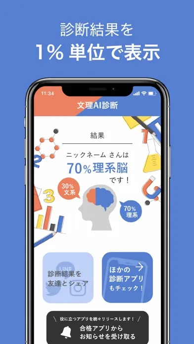 Скриншоты 文理AI診断ーアプリで簡単に文理適性を診断