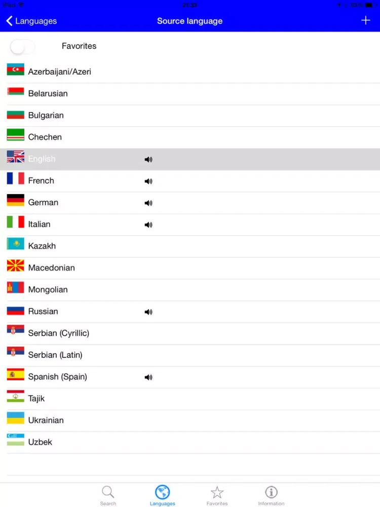 Tangkapan layar Speaking Cyrillic script languages iPad 