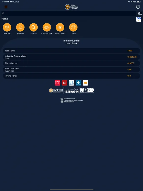 India Industrial Land Bank iPad  स्क्रीनशॉट