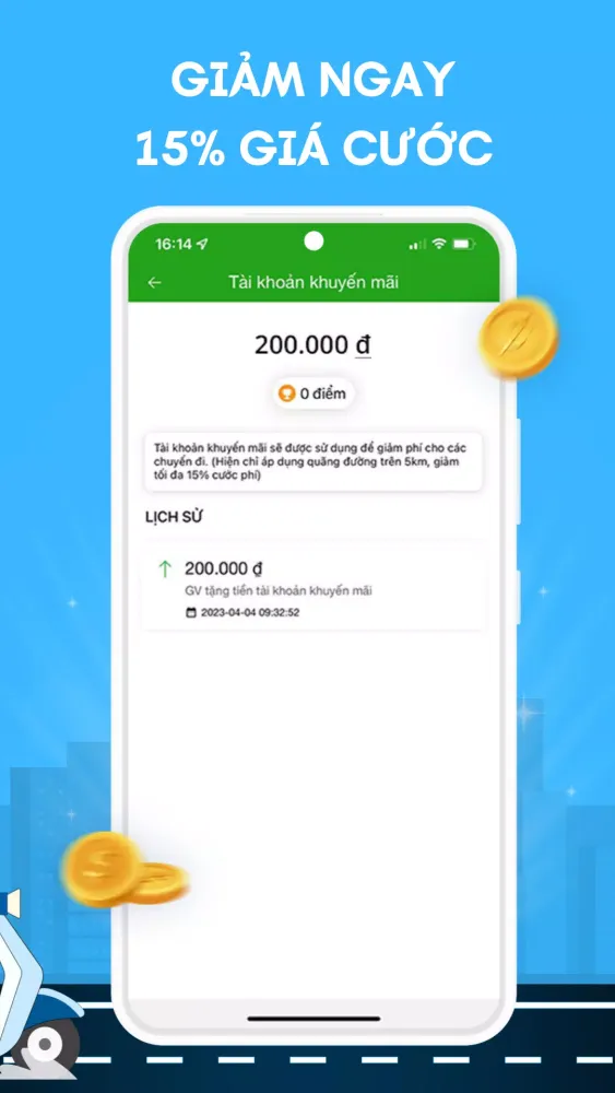 Ảnh chụp màn hình của GV: App đặt xe hơi taxi, xe ôm
