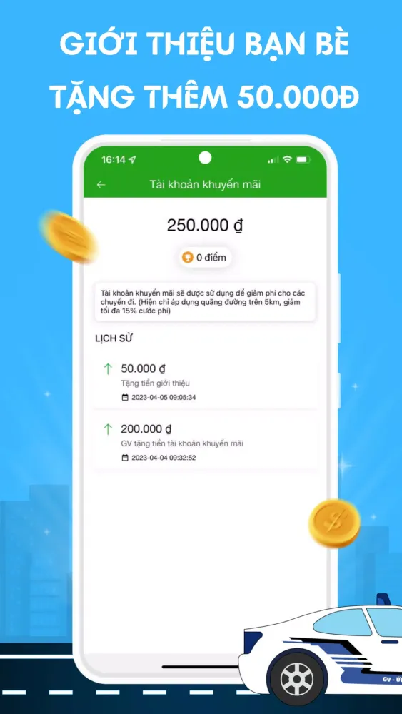 Ảnh chụp màn hình của GV: App đặt xe hơi taxi, xe ôm