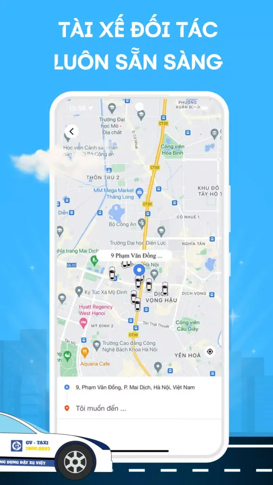 Ảnh chụp màn hình của GV: App đặt xe hơi taxi, xe ôm