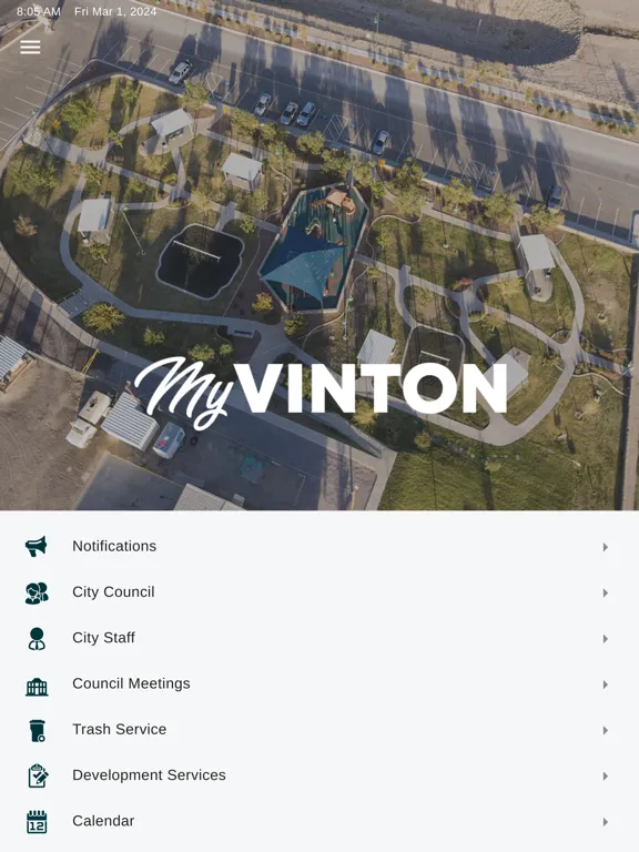 Capturas de tela do My Vinton iPad 