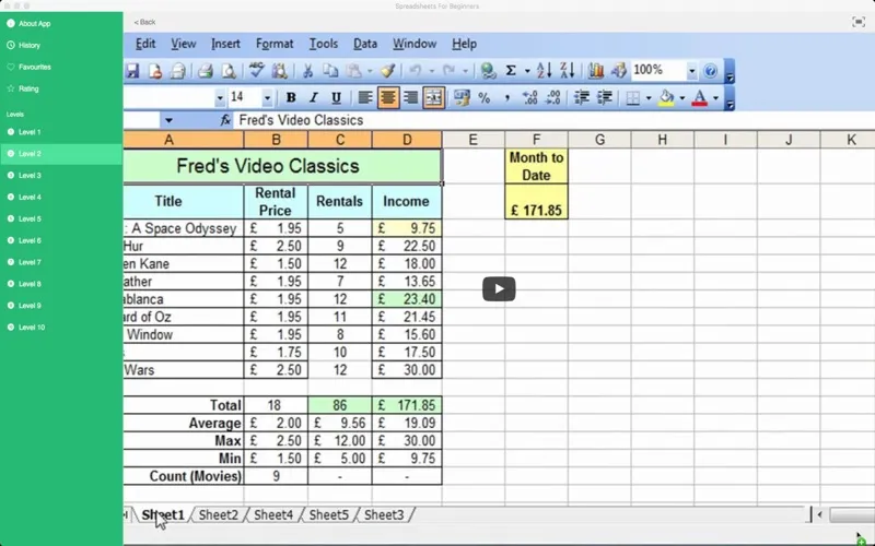 Capturas de tela do Spreadsheets For Beginners
