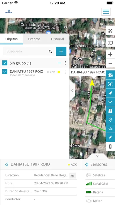 Ảnh chụp màn hình của GPS RASTREO
