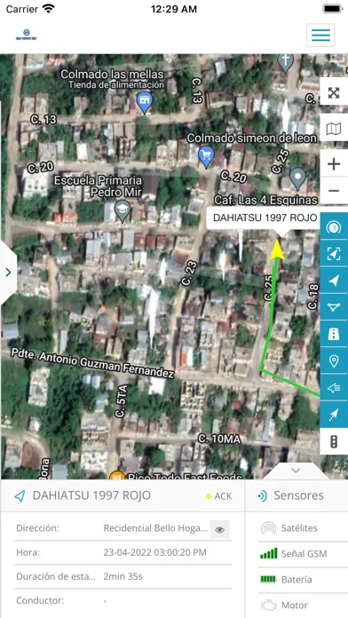 Ảnh chụp màn hình của GPS RASTREO