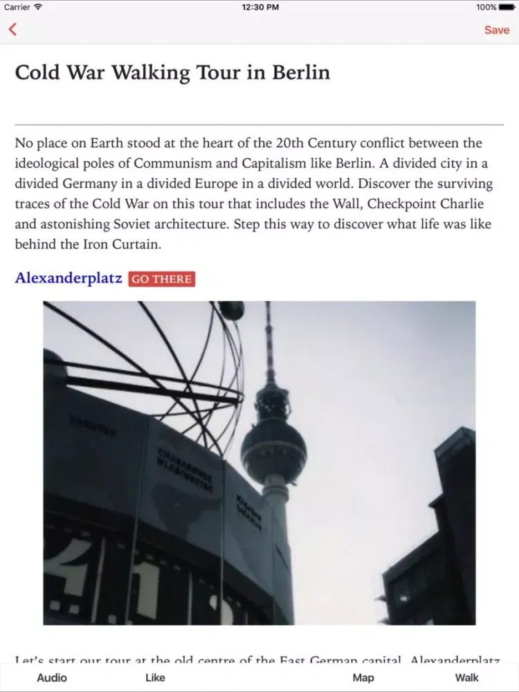 Capturas de tela do Cold War Walk in Berlin iPad 