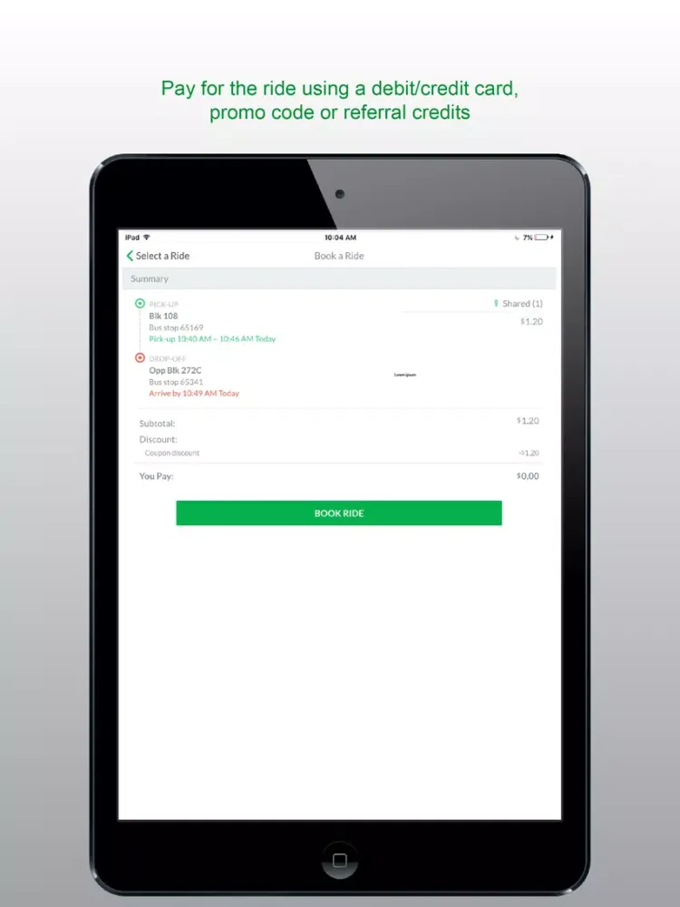 GrabShuttle Plus iPad 应用截图