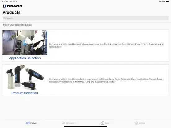 ภาพหน้าจอของ Graco Finishing Equipment iPad 