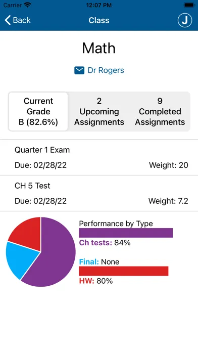 ภาพหน้าจอของ Gradelink Student/Parent App