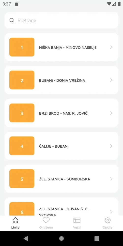 Zrzuty ekranu Public Transport Niš