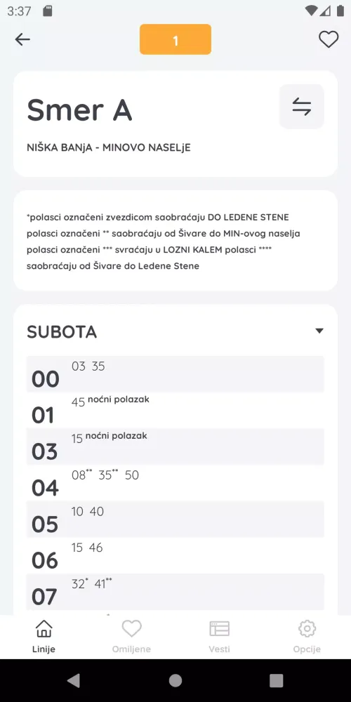 Zrzuty ekranu Public Transport Niš