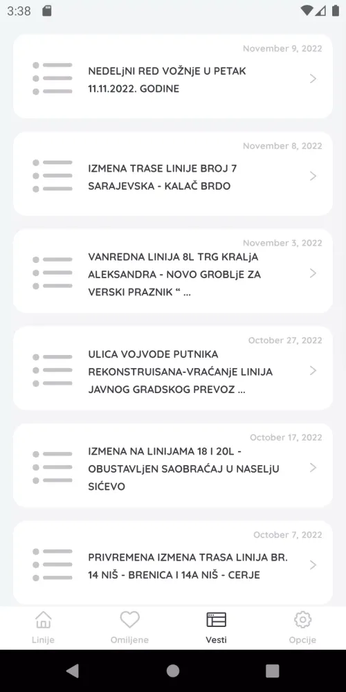 Zrzuty ekranu Public Transport Niš