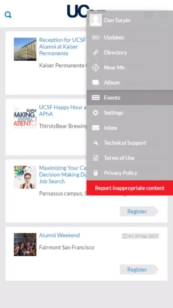 Screenshot di UCSF Connect