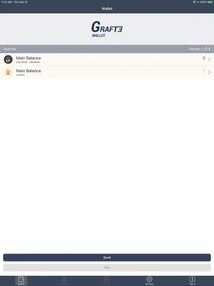 GRAFT CryptoPay Wallet iPad  Screenshots