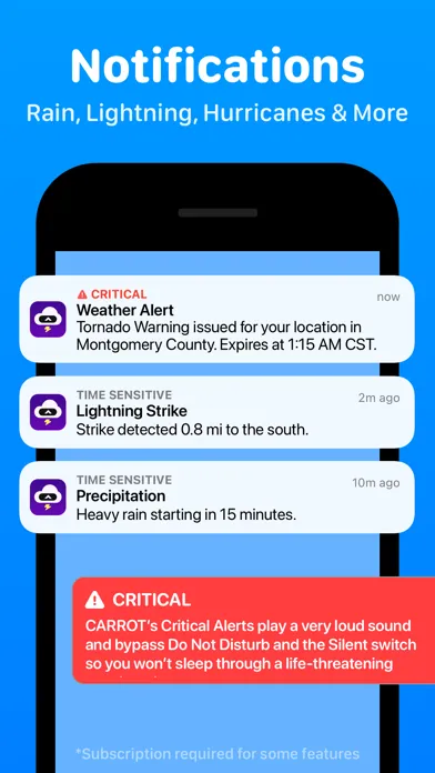 Zrzuty ekranu CARROT Weather: Alerts & Radar