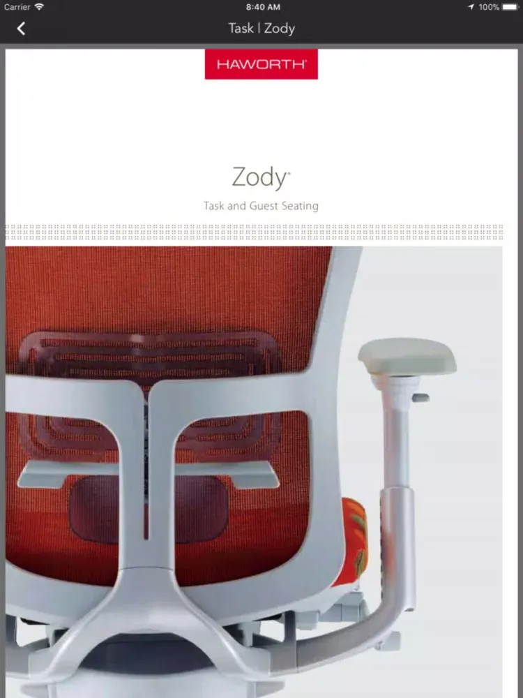 Capturas de pantalla de Haworth Seating iPad 