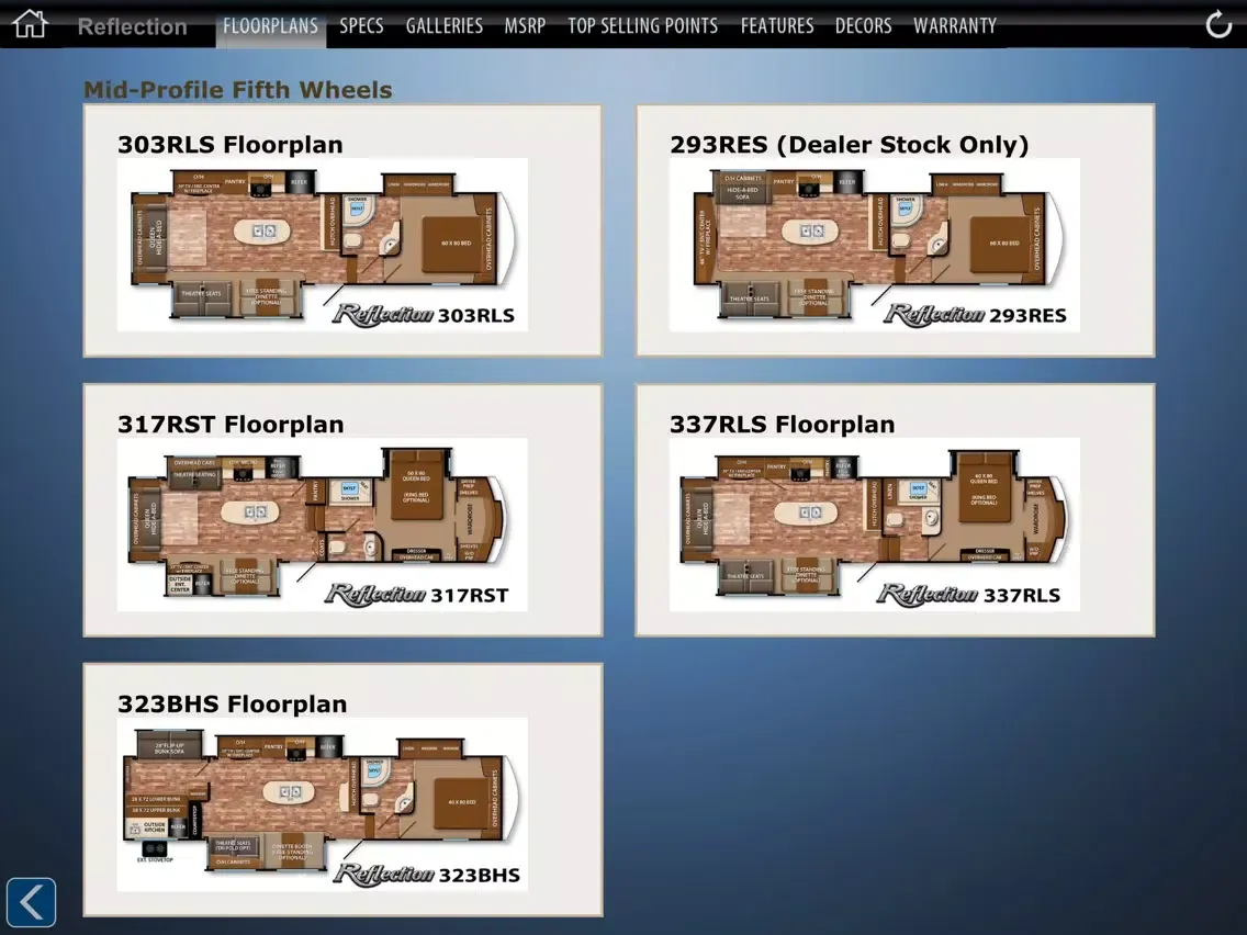 Capturas de pantalla de Grand Design Dealer Resource iPad 