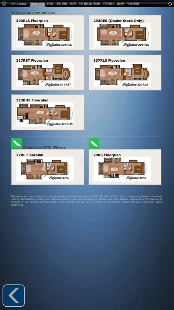 Capturas de pantalla de Grand Design Dealer Resource