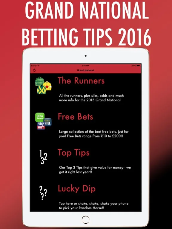 Grand National Betting Tips 2016 - Free Bets & Betting Tips on the Aintree Race iPad 应用截图