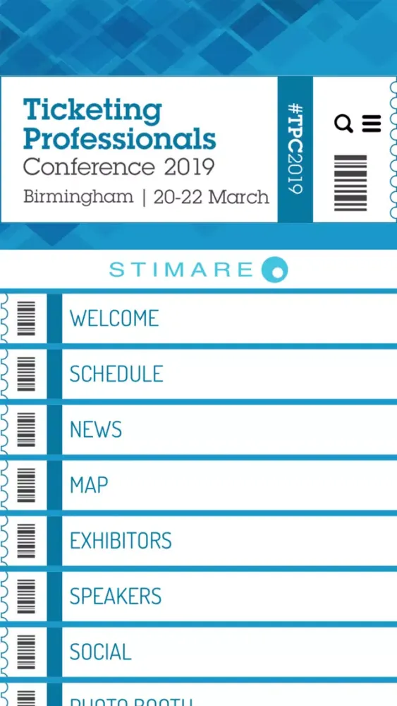 Capturas de tela do Ticketing Professionals 2019