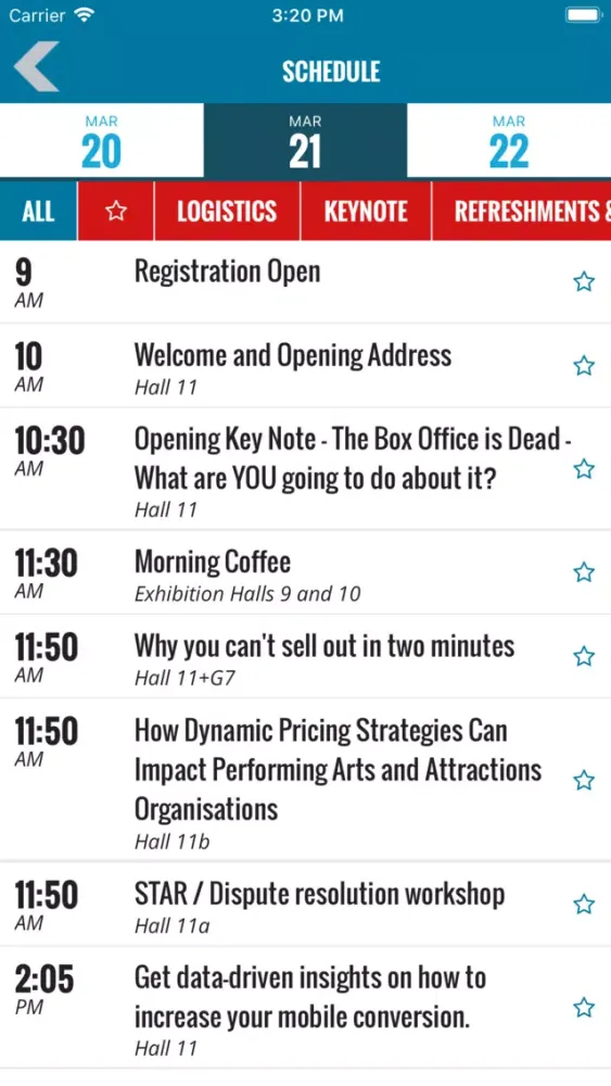 Capturas de tela do Ticketing Professionals 2019