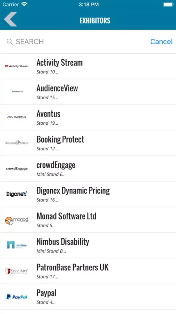Capturas de tela do Ticketing Professionals 2019